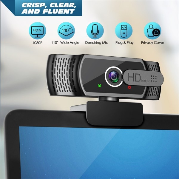 YIMONA Webcam for PC with Microphone - 1080P FHD Webcam with Privacy Cover, Plug and Play USB Web Camera for Desktop & Laptop Conference, Meeting, Zoom, Skype, Facetime, Windows, Linux, and macOS