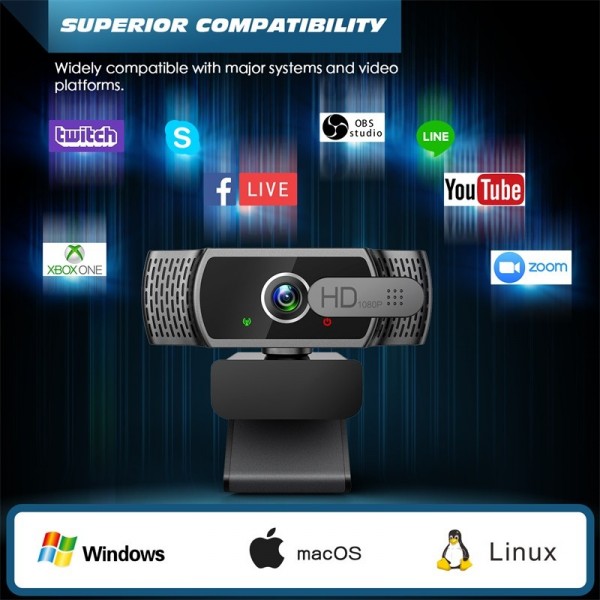 YIMONA Webcam for PC with Microphone - 1080P FHD Webcam with Privacy Cover, Plug and Play USB Web Camera for Desktop & Laptop Conference, Meeting, Zoom, Skype, Facetime, Windows, Linux, and macOS